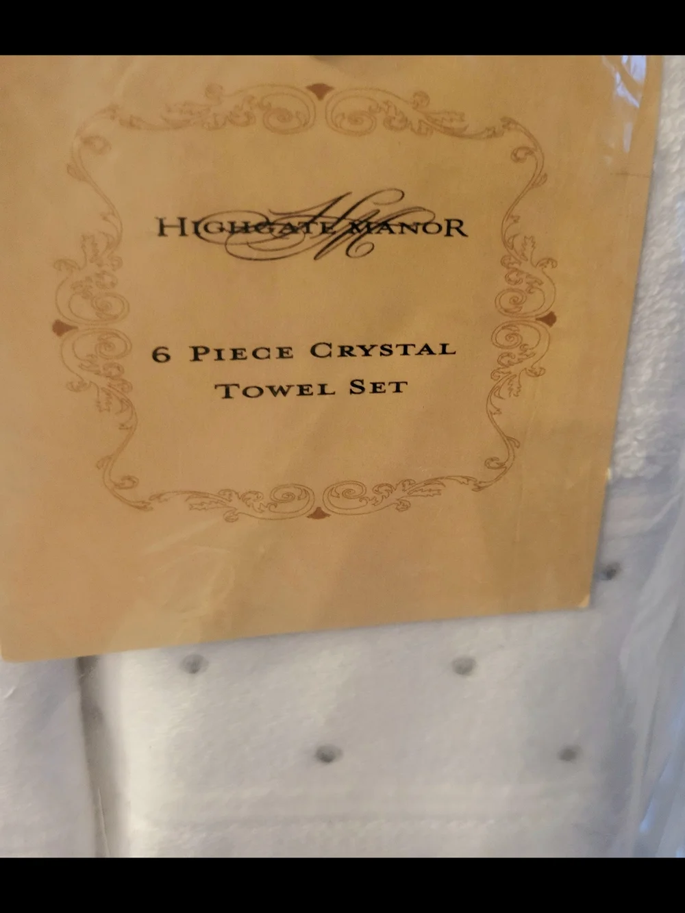 Highgate Manor 6-Piece White Crystal Embellished Towel Set NWT